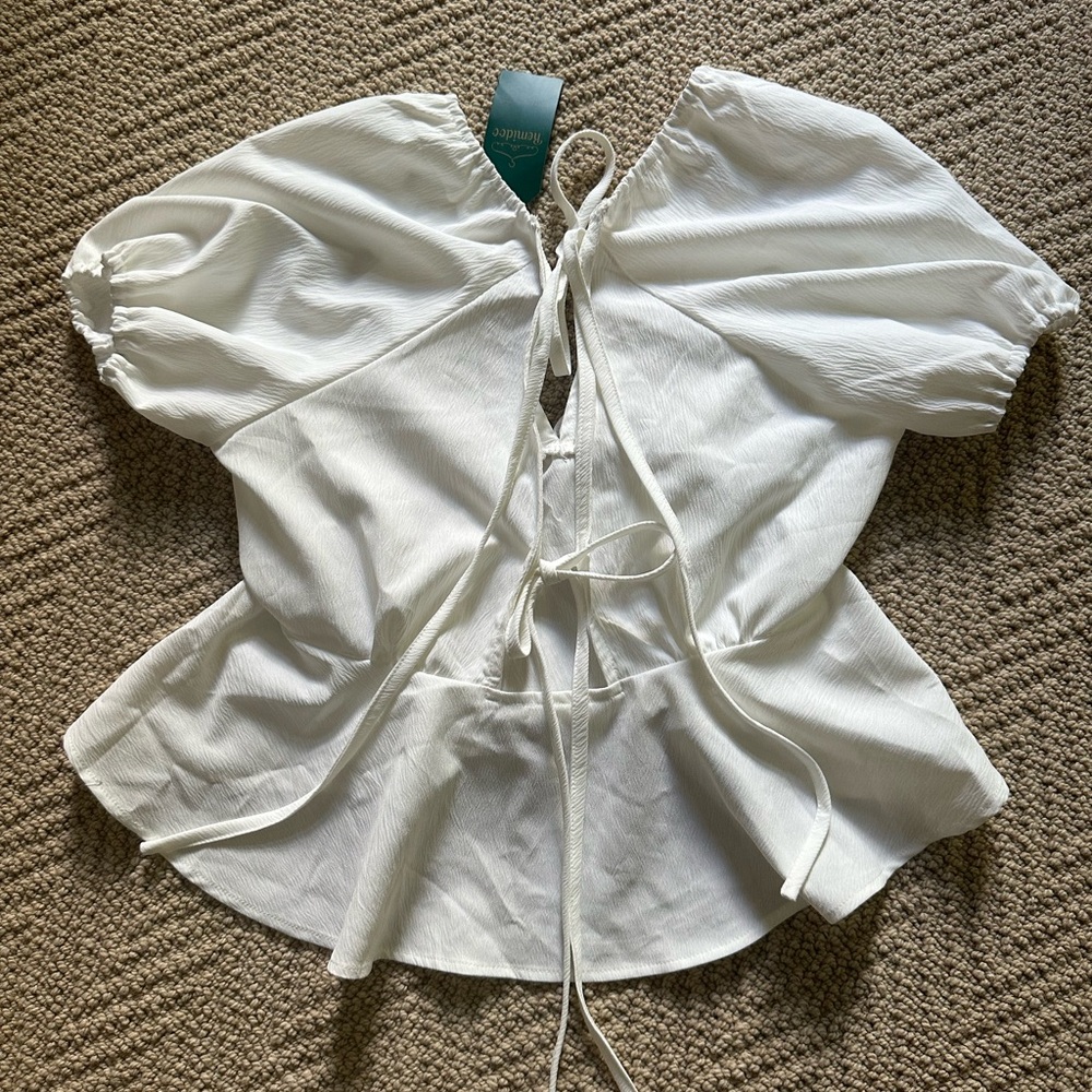 White Puff Sleeve Blouse NEW